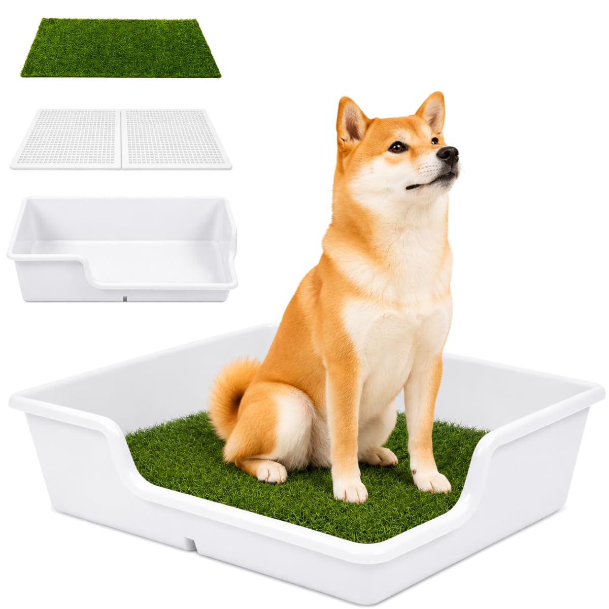 Dog Life 犬用トイレ 2分割式 人工芝付き Amazon | DogLife 犬 トイレ トレー 大型犬 特大 スーパー ワイド